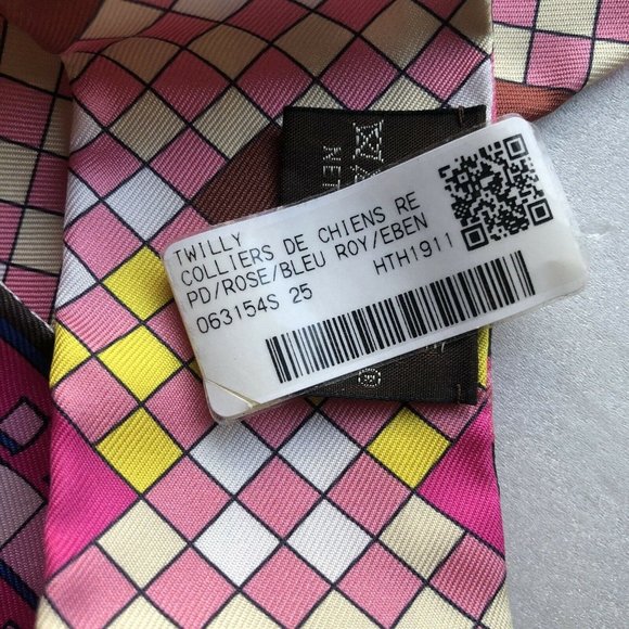 Hermes Twilly Colliers de Chiens Remix Rose Blau Silk France Luxury Box NWT - Picture 4 of 9